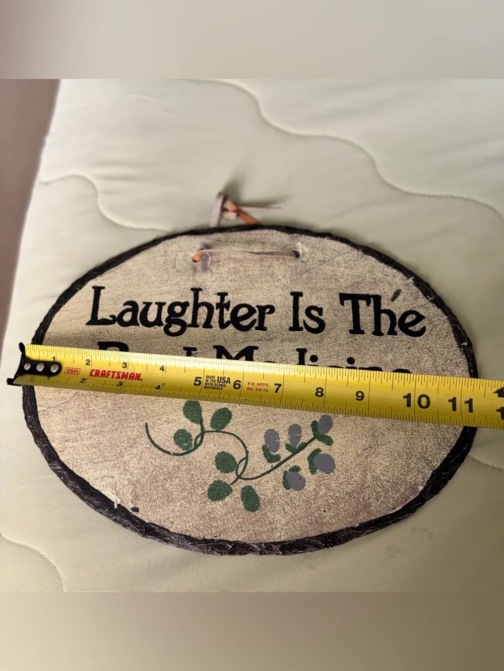 VTG Stone Laughter Is The Best Medicine Decorative Wall Plaque Florals